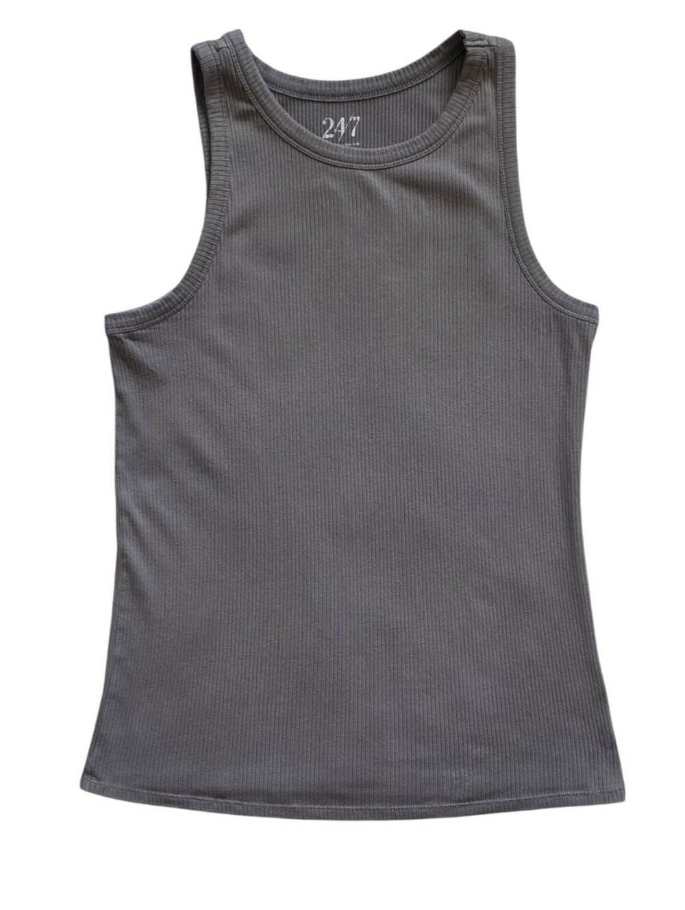 Maurices 24/7 XL Gray Ribbed High Neck Cotton Everyday Tank Top Extra Large